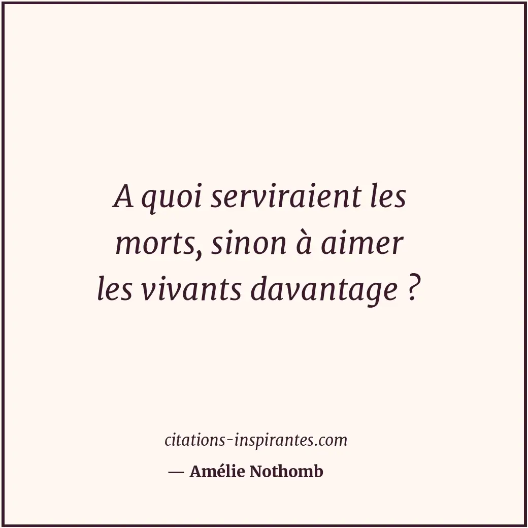 A quoi serviraient les morts, sinon à aimer les vivants davantage ? Citation de Amélie Nothomb