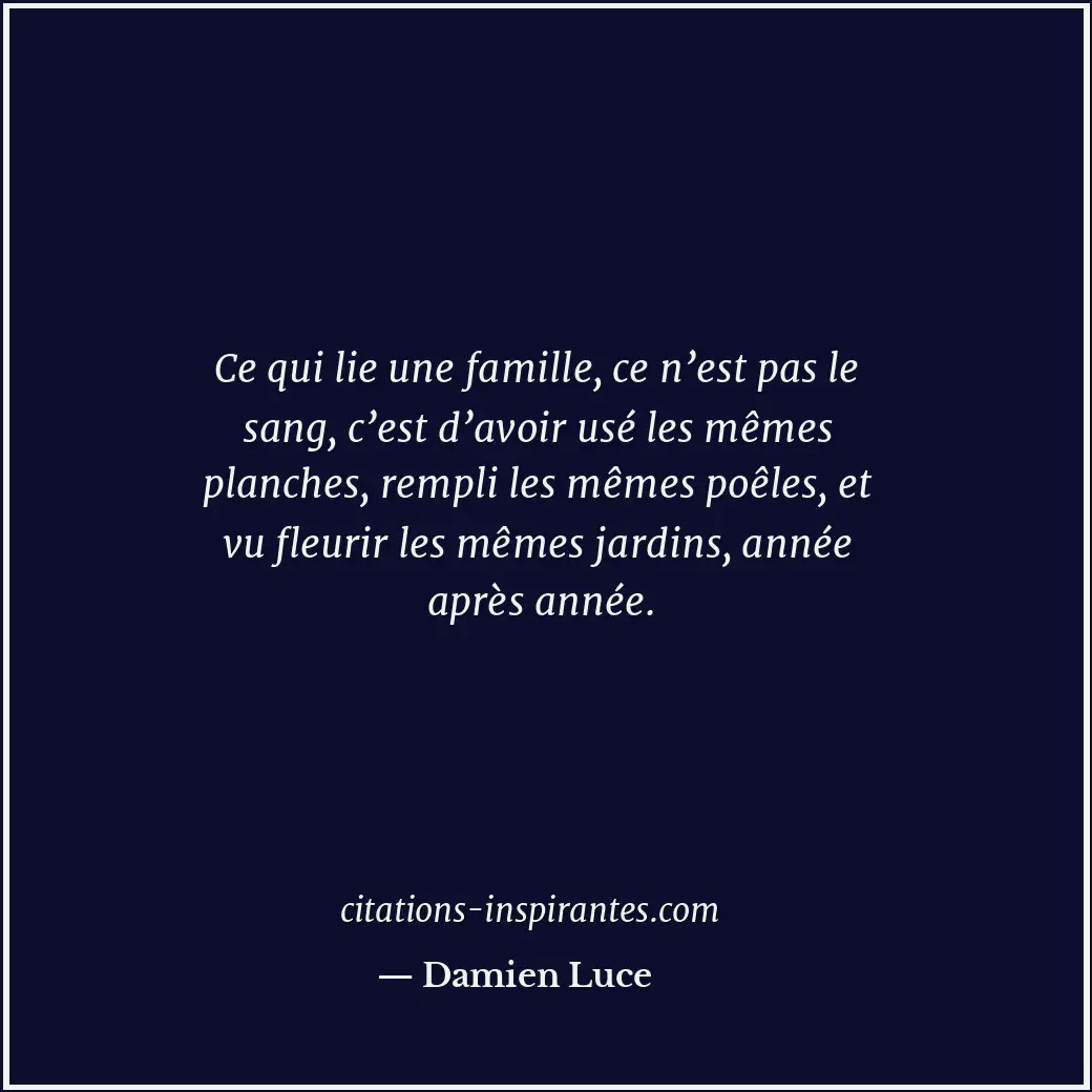 Ce qui lie une famille, ce n’est pas le sang, c’est d’avoir usé les mêmes planch... Citation de Damien Luce