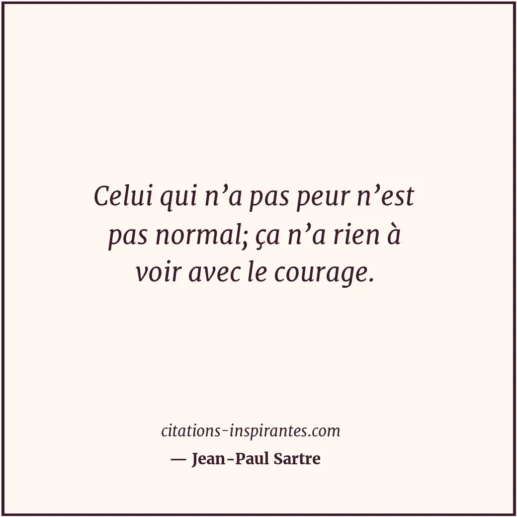 Celui qui n’a pas peur n’est pas normal; ça n’a rien à voir avec le courage. Citation de Jean-Paul Sartre