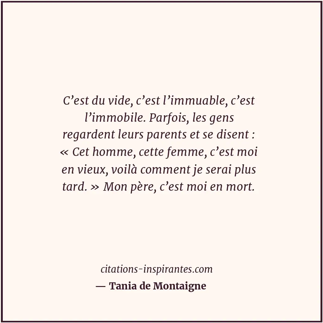 C’est du vide, c’est l’immuable, c’est l’immobile. Parfois, les gens regardent l... Citation de Tania de Montaigne