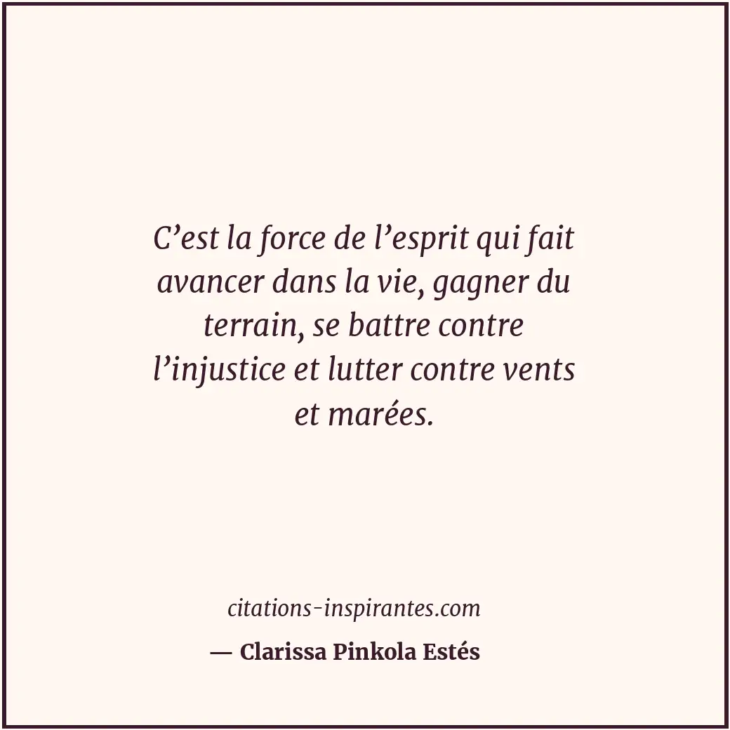 C’est la force de l’esprit qui fait avancer dans la vie, gagner du terrain, se b... Citation de Clarissa Pinkola Estés