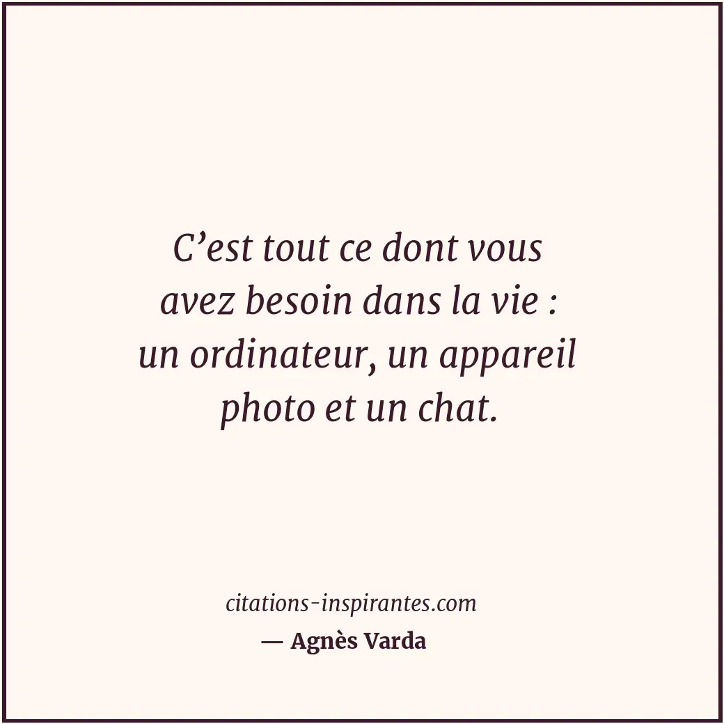 C’est tout ce dont vous avez besoin dans la vie : un ordinateur, un appareil pho... Citation de Agnès Varda