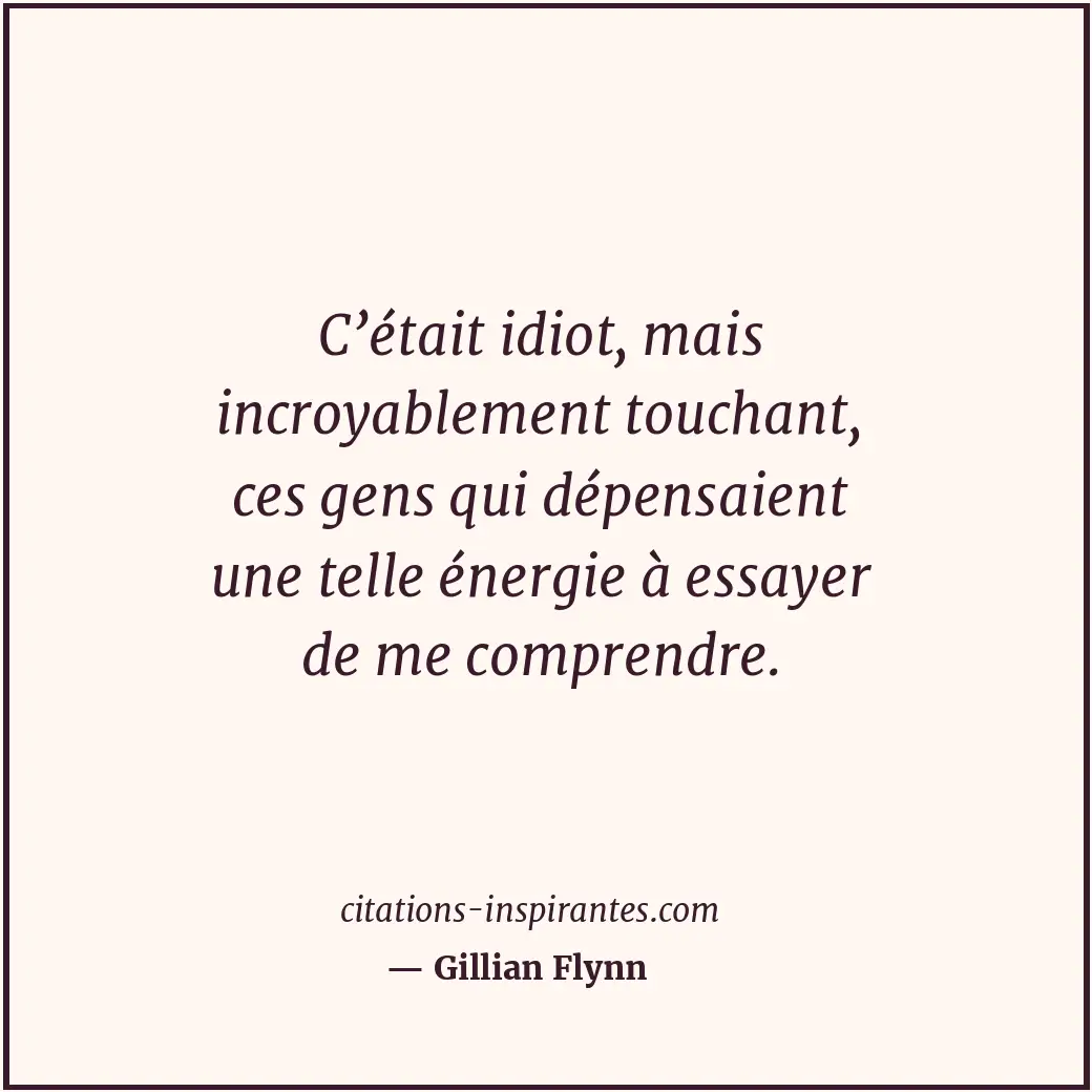 C’était idiot, mais incroyablement touchant, ces gens qui dépensaient une telle... Citation de Gillian Flynn