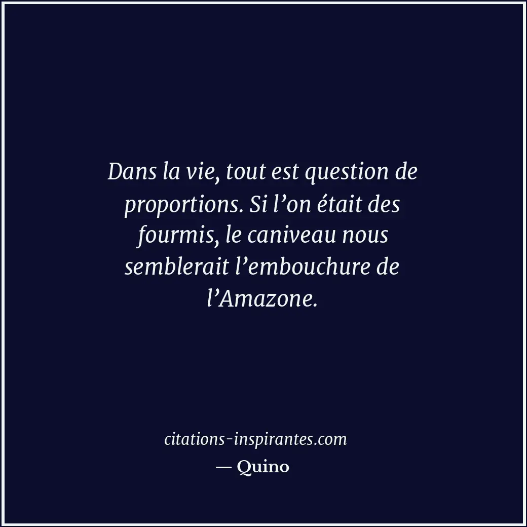 Dans la vie, tout est question de proportions. Si l’on était des fourmis, le can... Citation de Quino