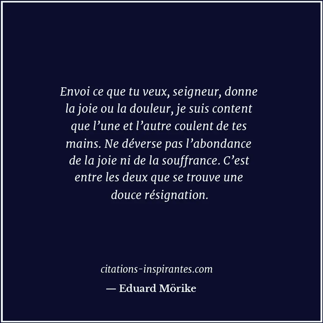 Envoi ce que tu veux, seigneur, donne la joie ou la douleur, je suis content que... Citation de Eduard Mörike