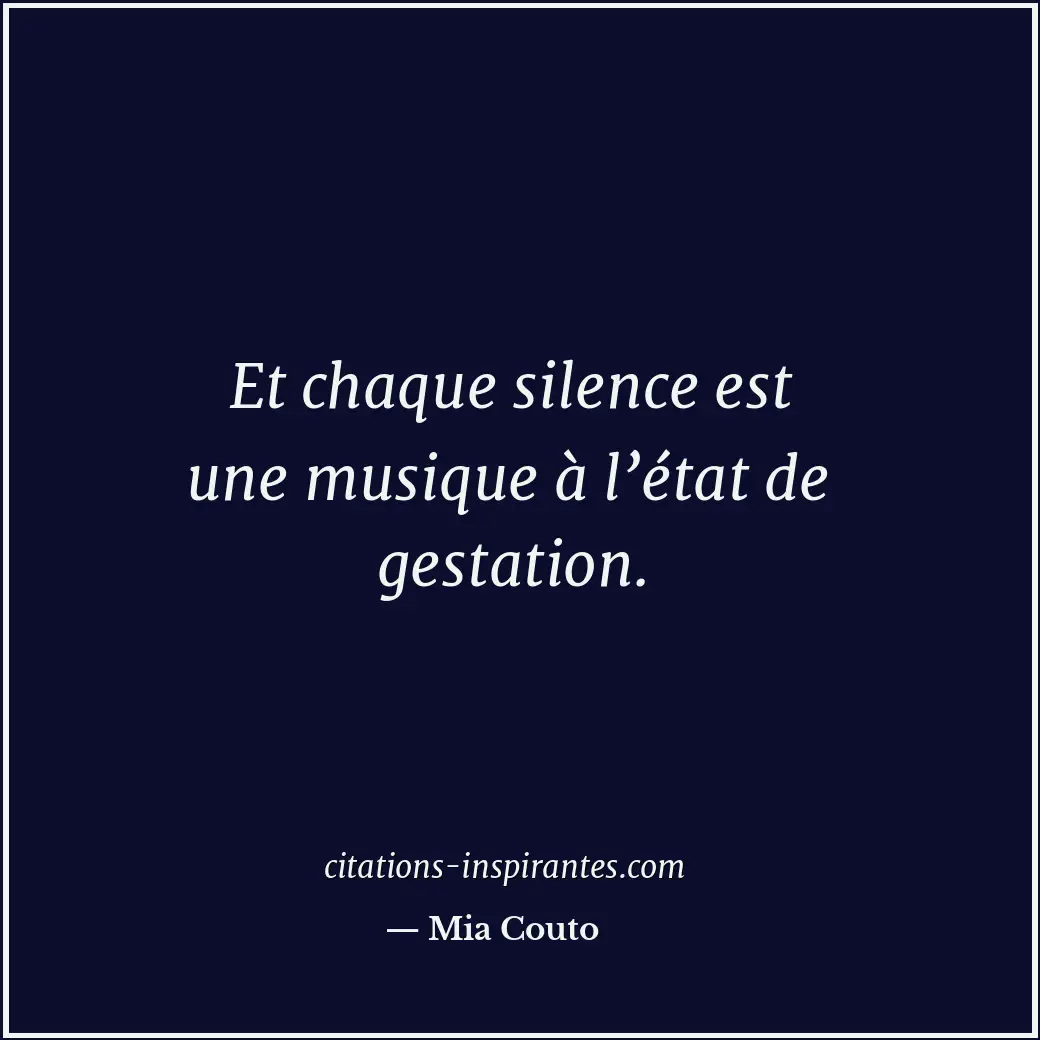 Et chaque silence est une musique à l’état de gestation. Citation de Mia Couto