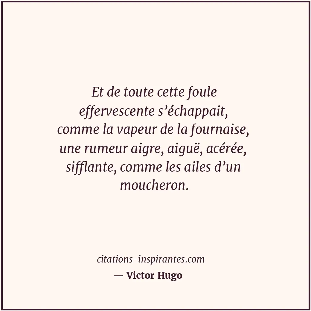 Et de toute cette foule effervescente s’échappait, comme la vapeur de la fournai... Citation de Victor Hugo