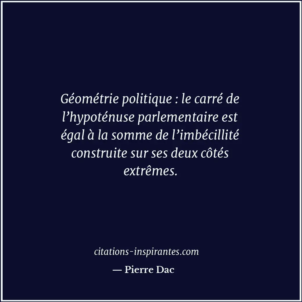 Géométrie politique : le carré de l’hypoténuse parlementaire est égal à la somme... Citation de Pierre Dac