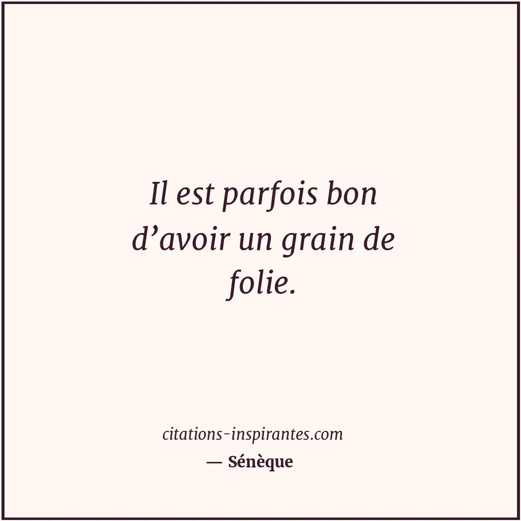 Il est parfois bon d’avoir un grain de folie. Citation de Sénèque