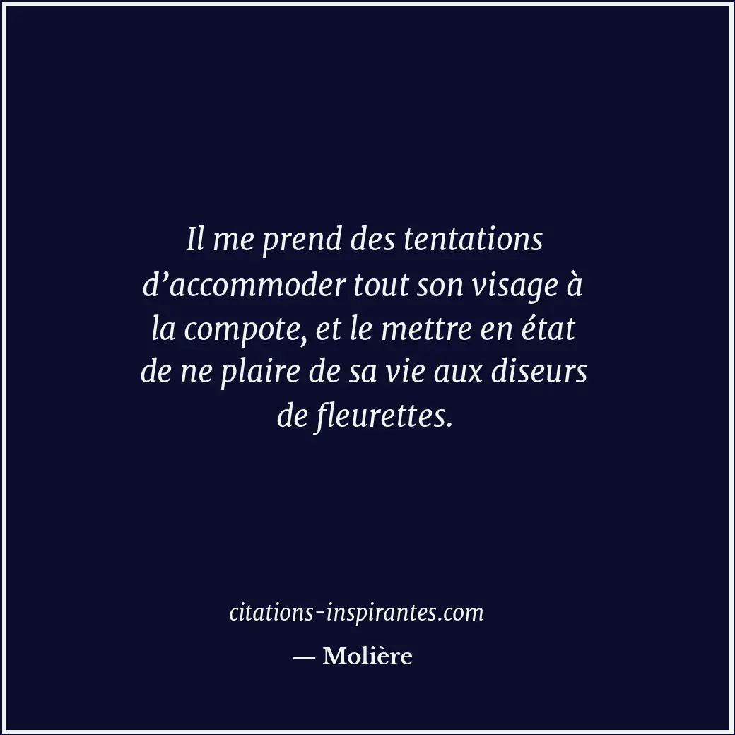 Il me prend des tentations d’accommoder tout son visage à la compote, et le mett... Citation de Molière
