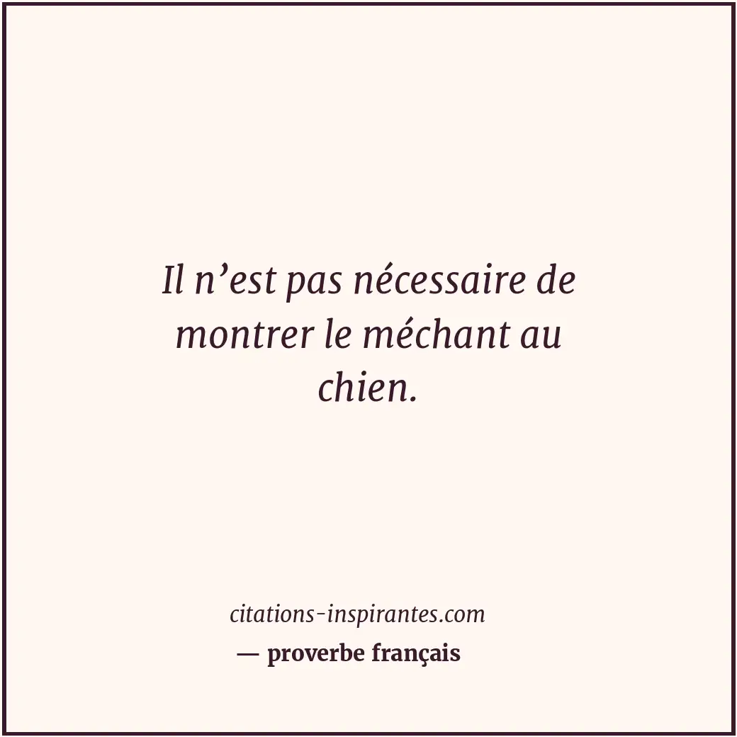 Il n’est pas nécessaire de montrer le méchant au chien. Citation de proverbe français
