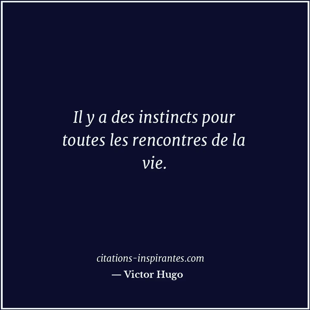 Il y a des instincts pour toutes les rencontres de la vie. Citation de Victor Hugo