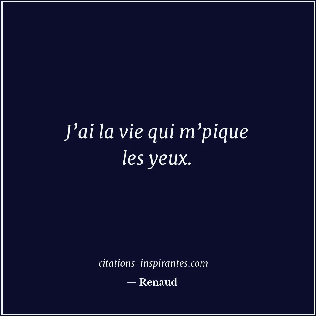 J’ai la vie qui m’pique les yeux. Citation de Renaud