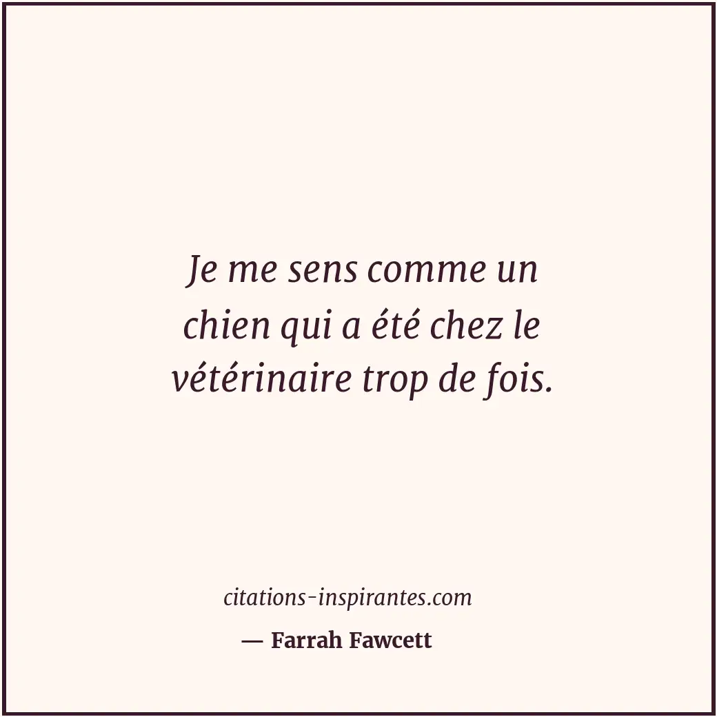 Je me sens comme un chien qui a été chez le vétérinaire trop de fois. Citation de Farrah Fawcett