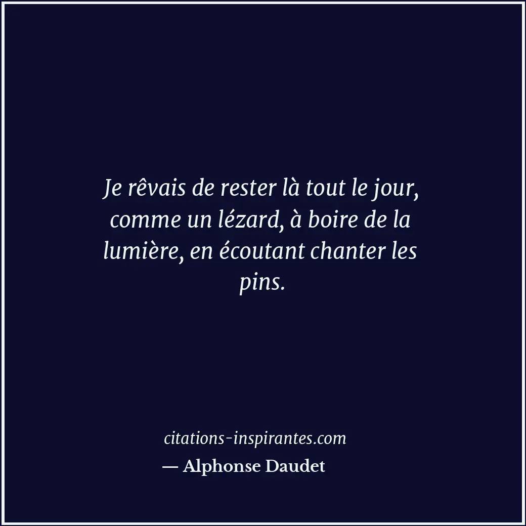 Je rêvais de rester là tout le jour, comme un lézard, à boire de la lumière, en... Citation de Alphonse Daudet