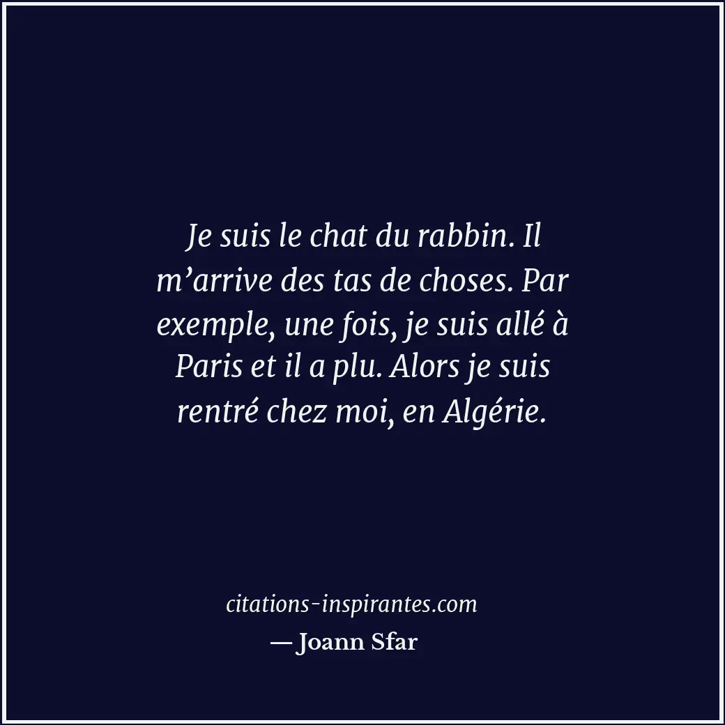 Je suis le chat du rabbin. Il m’arrive des tas de choses. Par exemple, une fois,... Citation de Joann Sfar