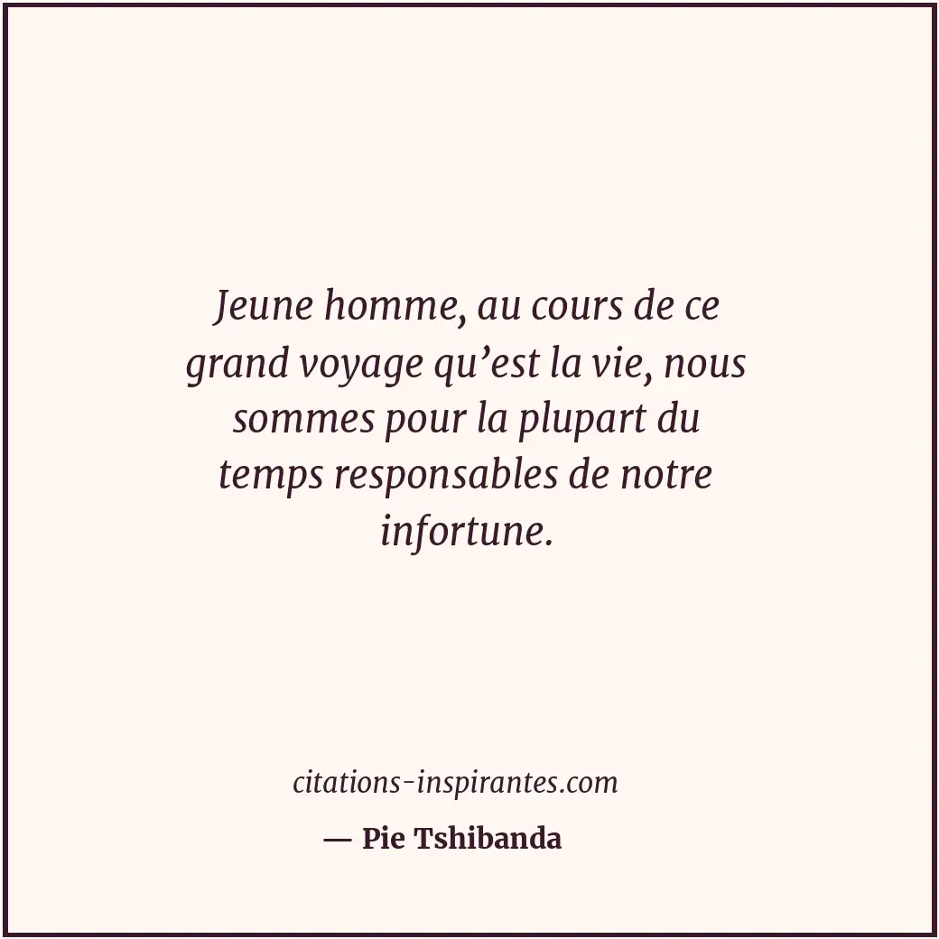 Jeune homme, au cours de ce grand voyage qu’est la vie, nous sommes pour la plup... Citation de Pie Tshibanda