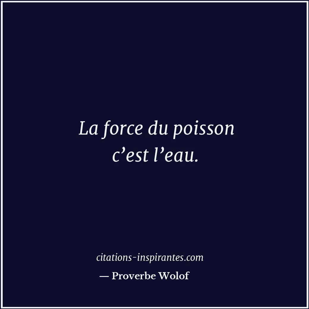 La force du poisson c’est l’eau. Citation de Proverbe Wolof