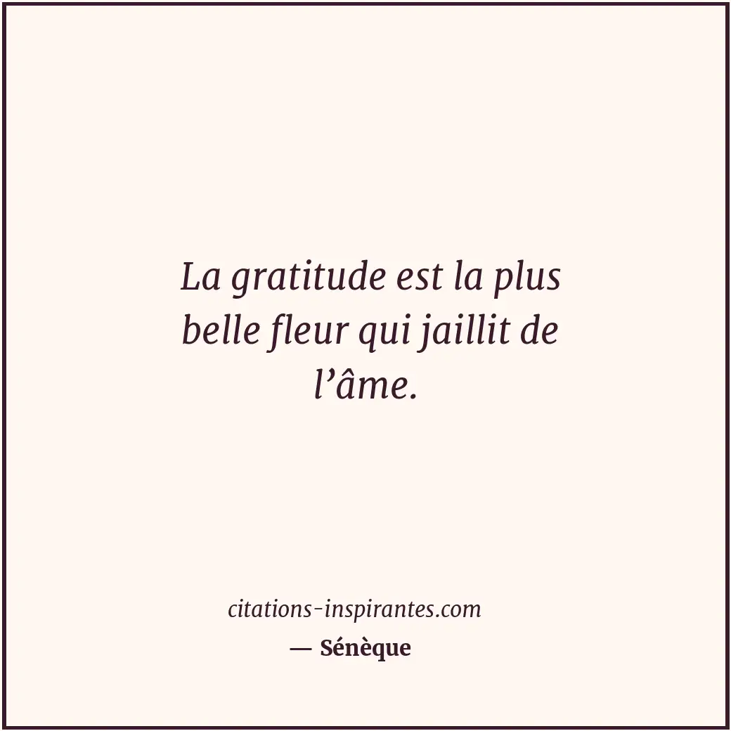 La gratitude est la plus belle fleur qui jaillit de l’âme. Citation de Sénèque