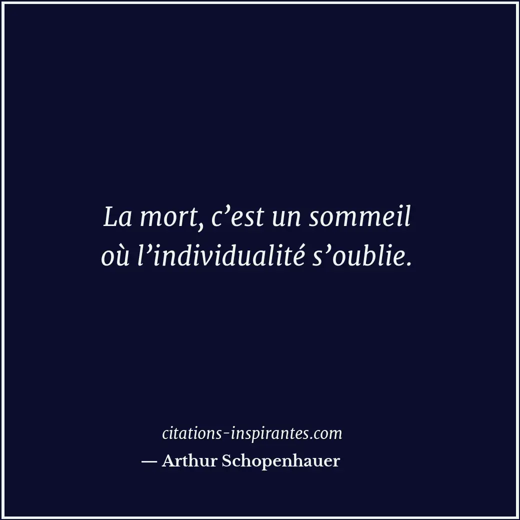 La mort, c’est un sommeil où l’individualité s’oublie. Citation de Arthur Schopenhauer