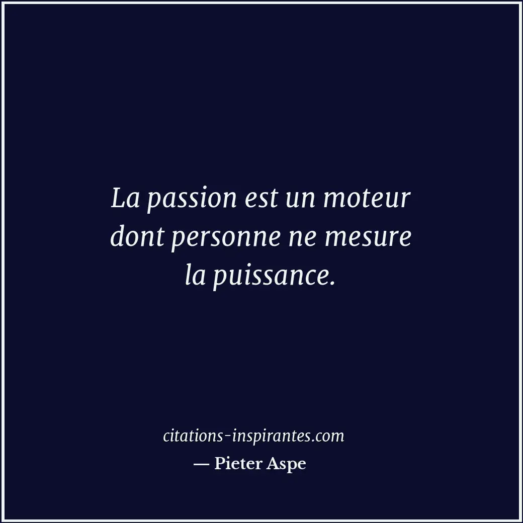 La passion est un moteur dont personne ne mesure la puissance. Citation de Pieter Aspe