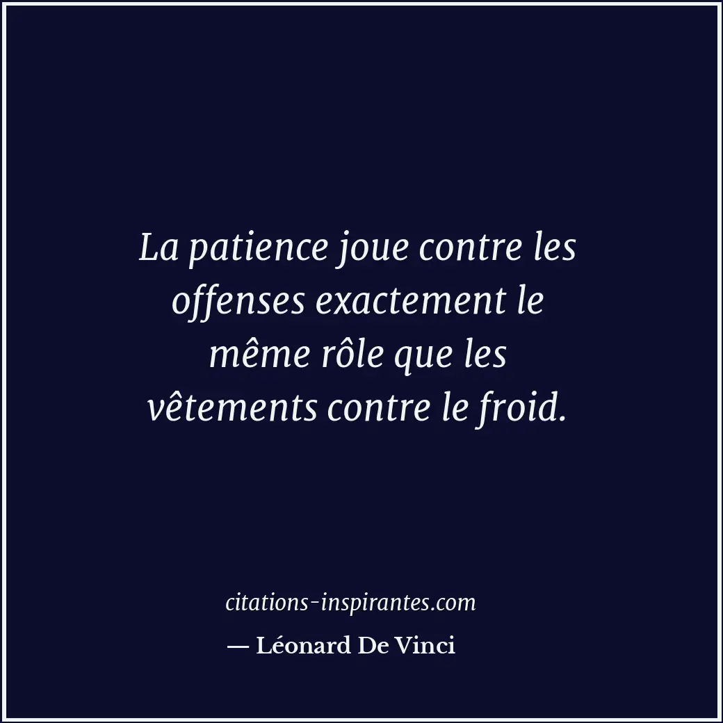 La patience joue contre les offenses exactement le même rôle que les vêtements c... Citation de Léonard De Vinci