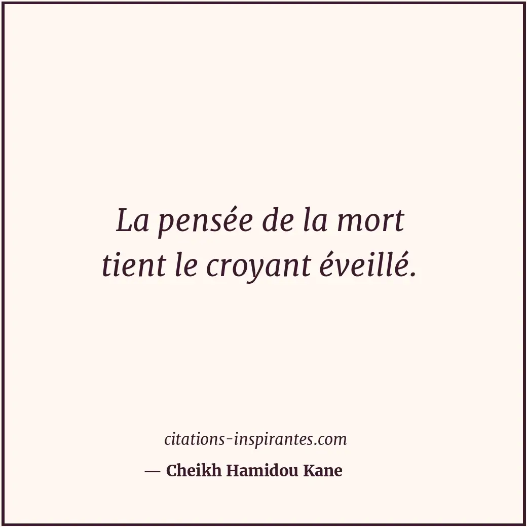 La pensée de la mort tient le croyant éveillé. Citation de Cheikh Hamidou Kane