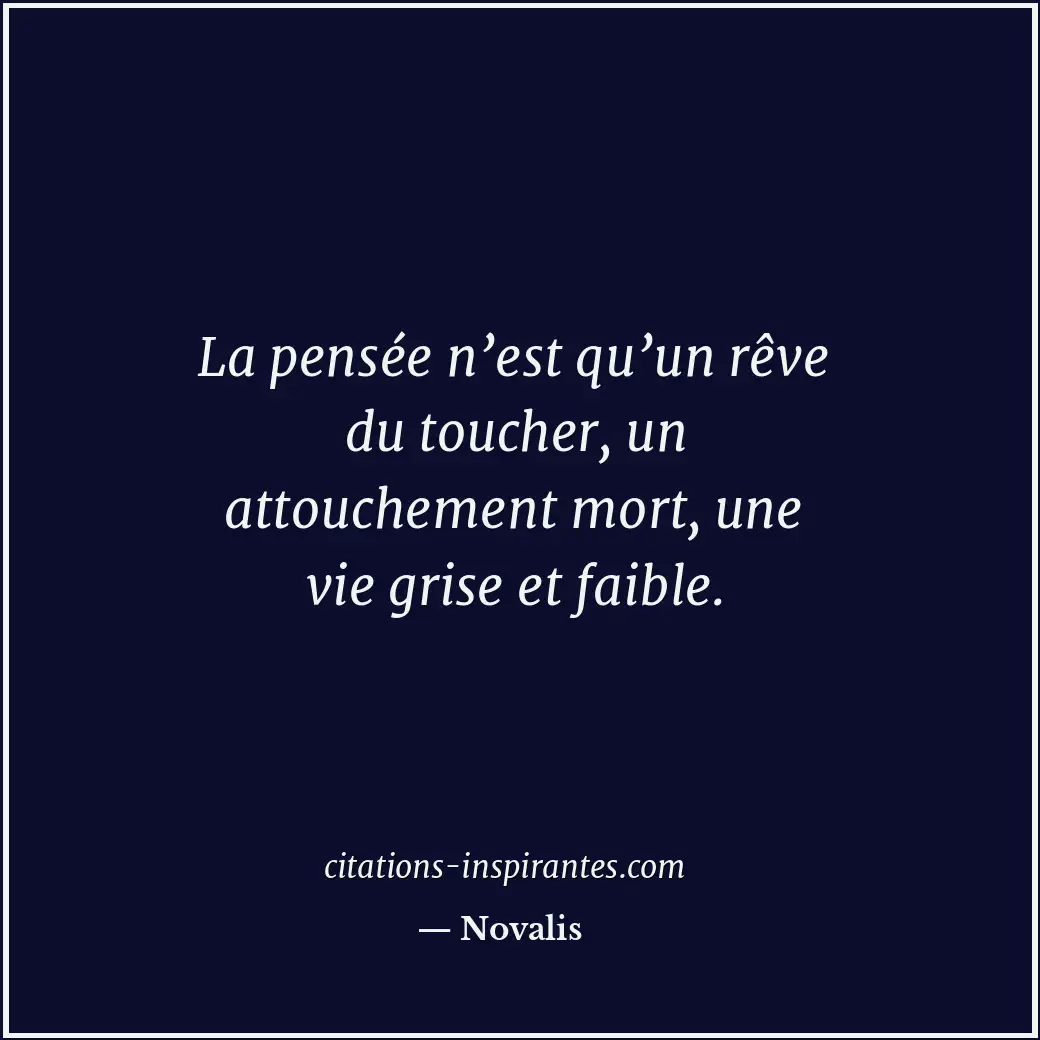 La pensée n’est qu’un rêve du toucher, un attouchement mort, une vie grise et fa... Citation de Novalis