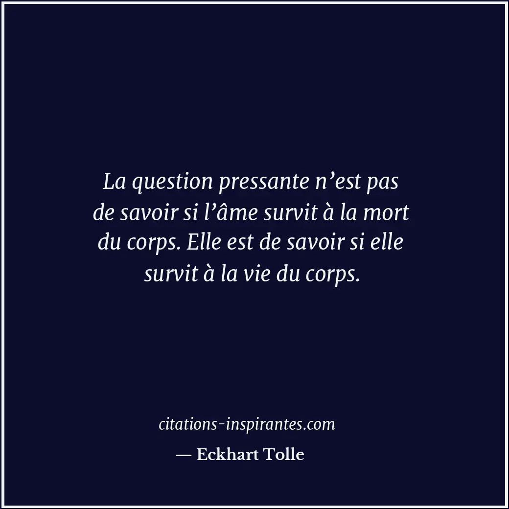 La question pressante n’est pas de savoir si l’âme survit à la mort du corps. El... Citation de Eckhart Tolle