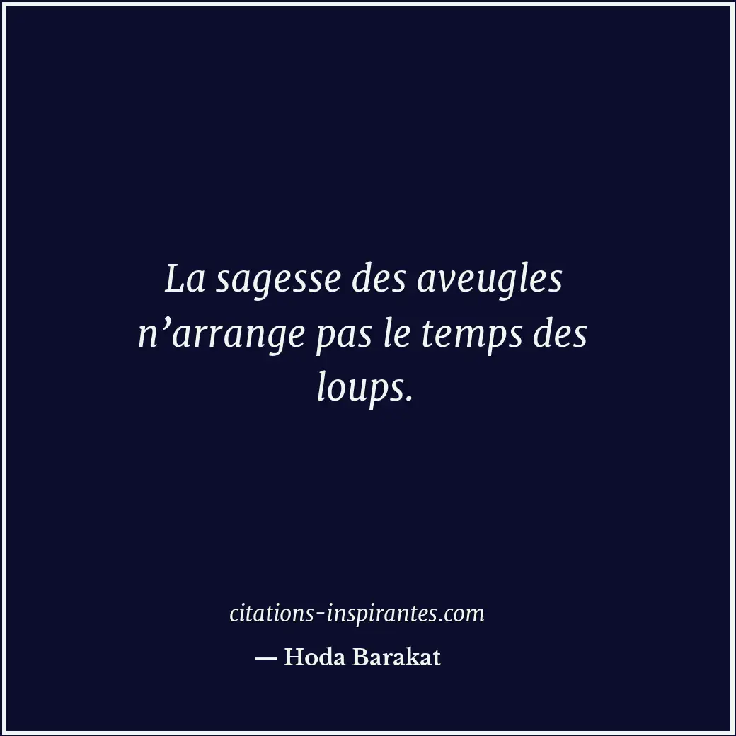 La sagesse des aveugles n’arrange pas le temps des loups. Citation de Hoda Barakat