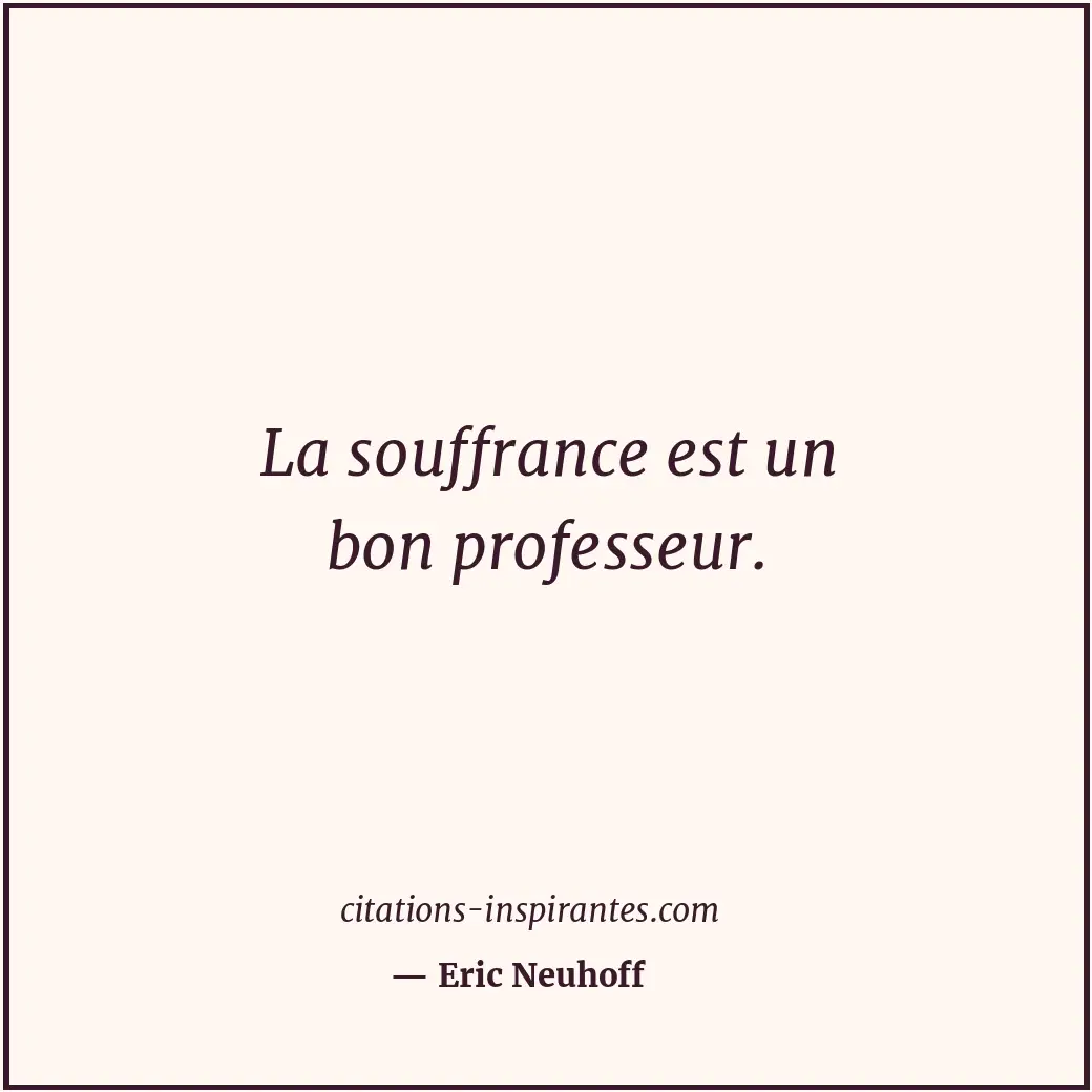 La souffrance est un bon professeur. Citation de Eric Neuhoff