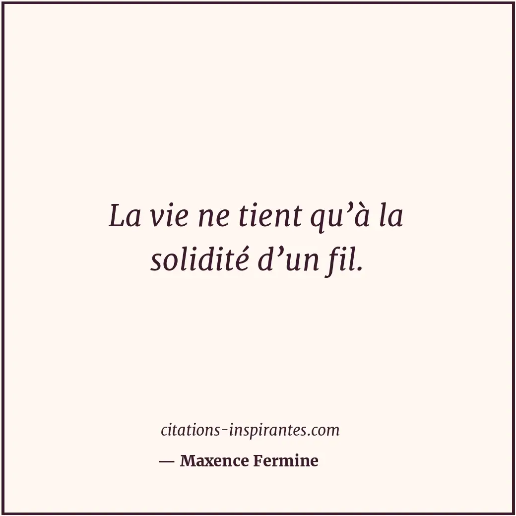 La vie ne tient qu’à la solidité d’un fil. Citation de Maxence Fermine
