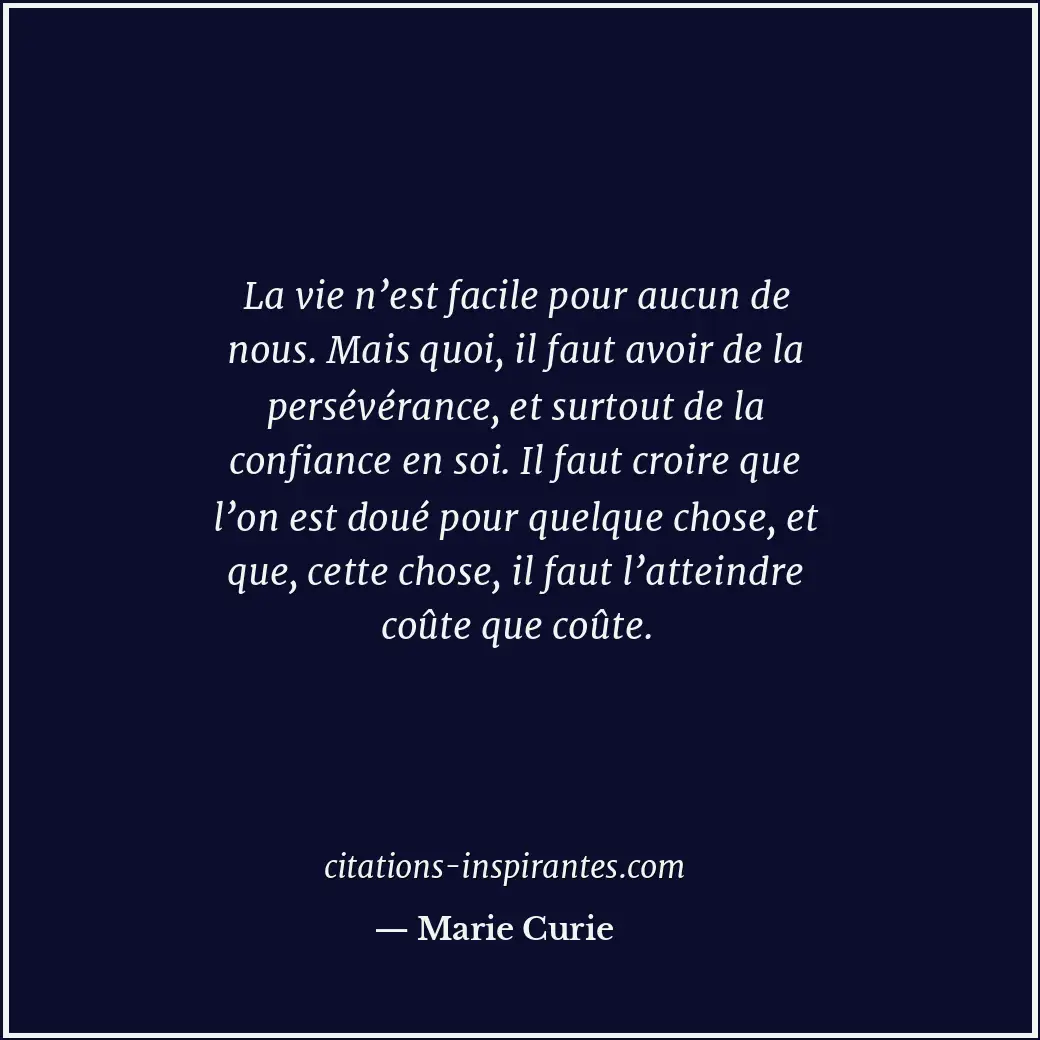 Citation de Marie Curie