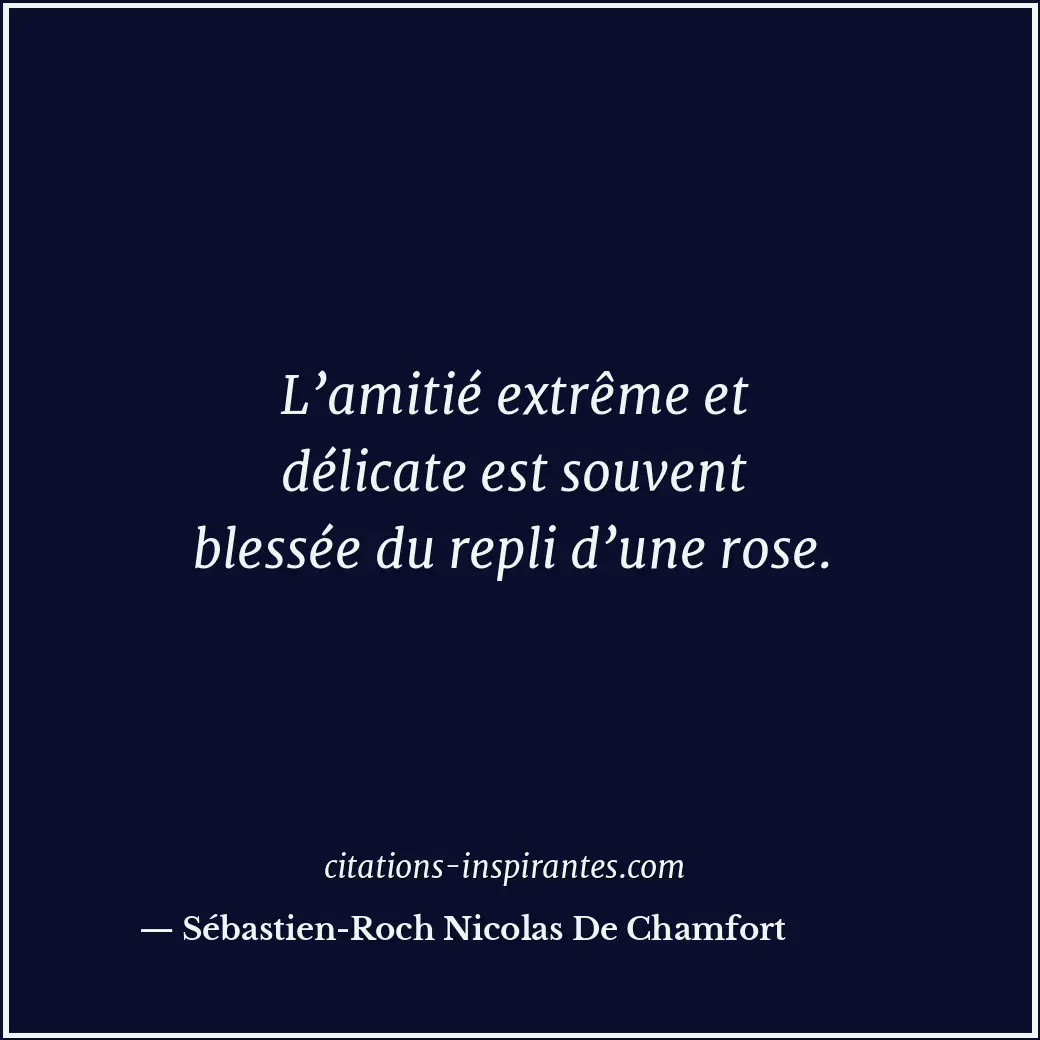 L’amitié extrême et délicate est souvent blessée du repli d’une rose. Citation de Sébastien-Roch Nicolas De Chamfort