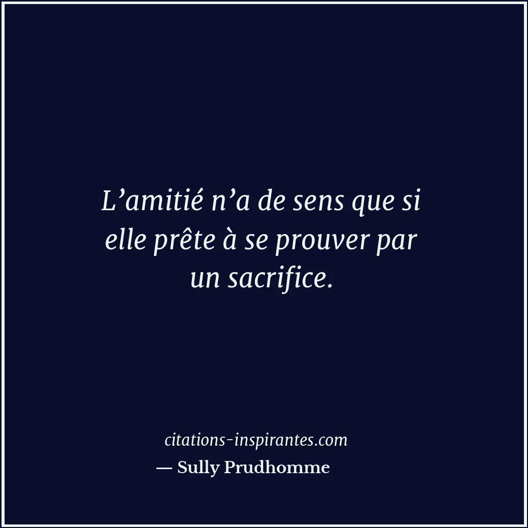 L’amitié n’a de sens que si elle prête à se prouver par un sacrifice. Citation de Sully Prudhomme