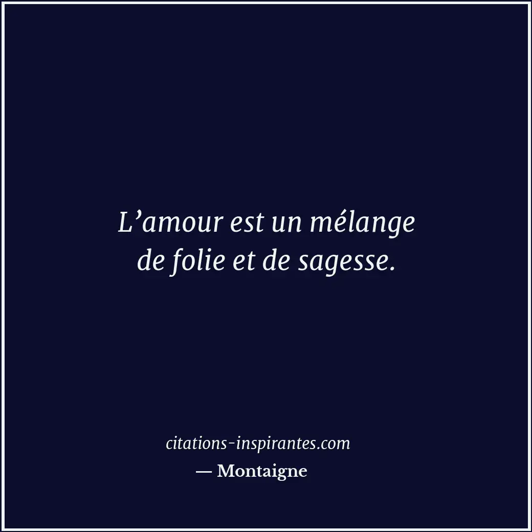 L’amour est un mélange de folie et de sagesse. Citation de Montaigne