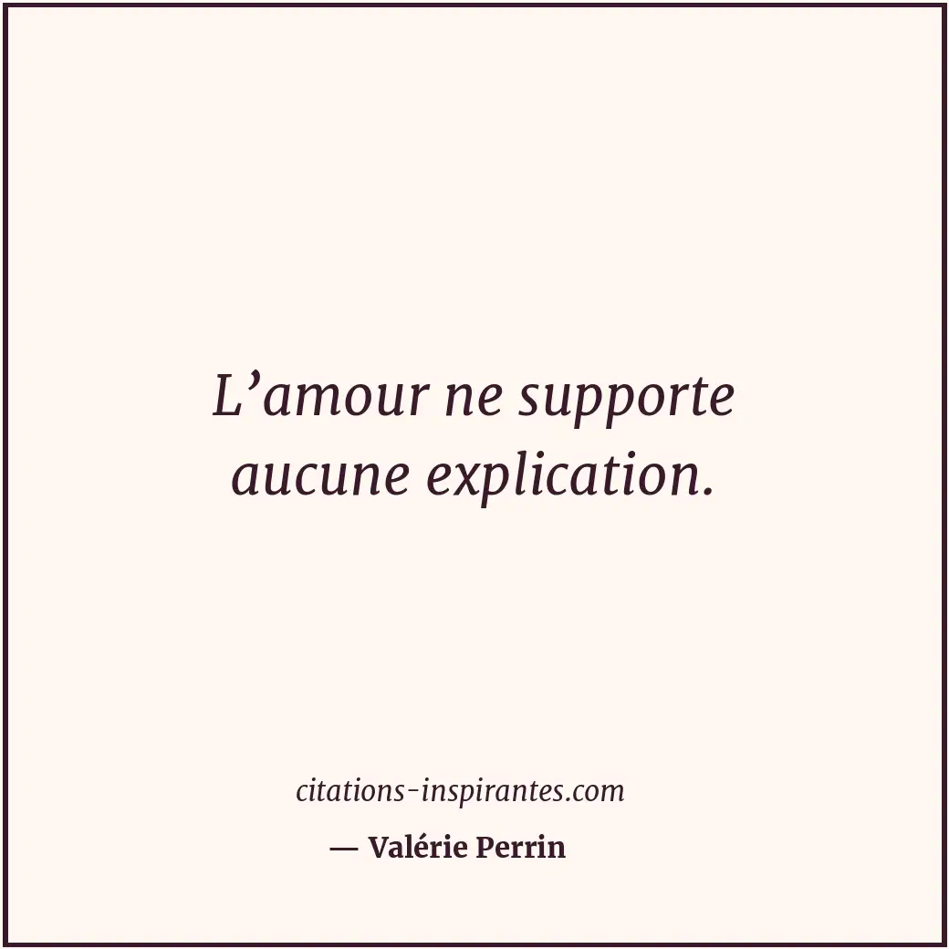 L’amour ne supporte aucune explication. Citation de Valérie Perrin