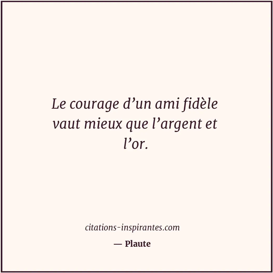 Le courage d’un ami fidèle vaut mieux que l’argent et l’or. Citation de Plaute
