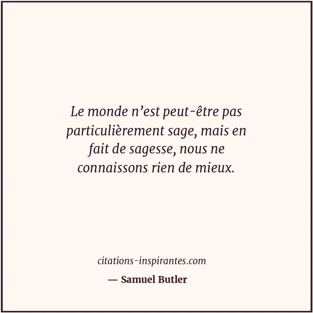 Le monde n’est peut-être pas particulièrement sage, mais en fait de sagesse, nou... Citation de Samuel Butler