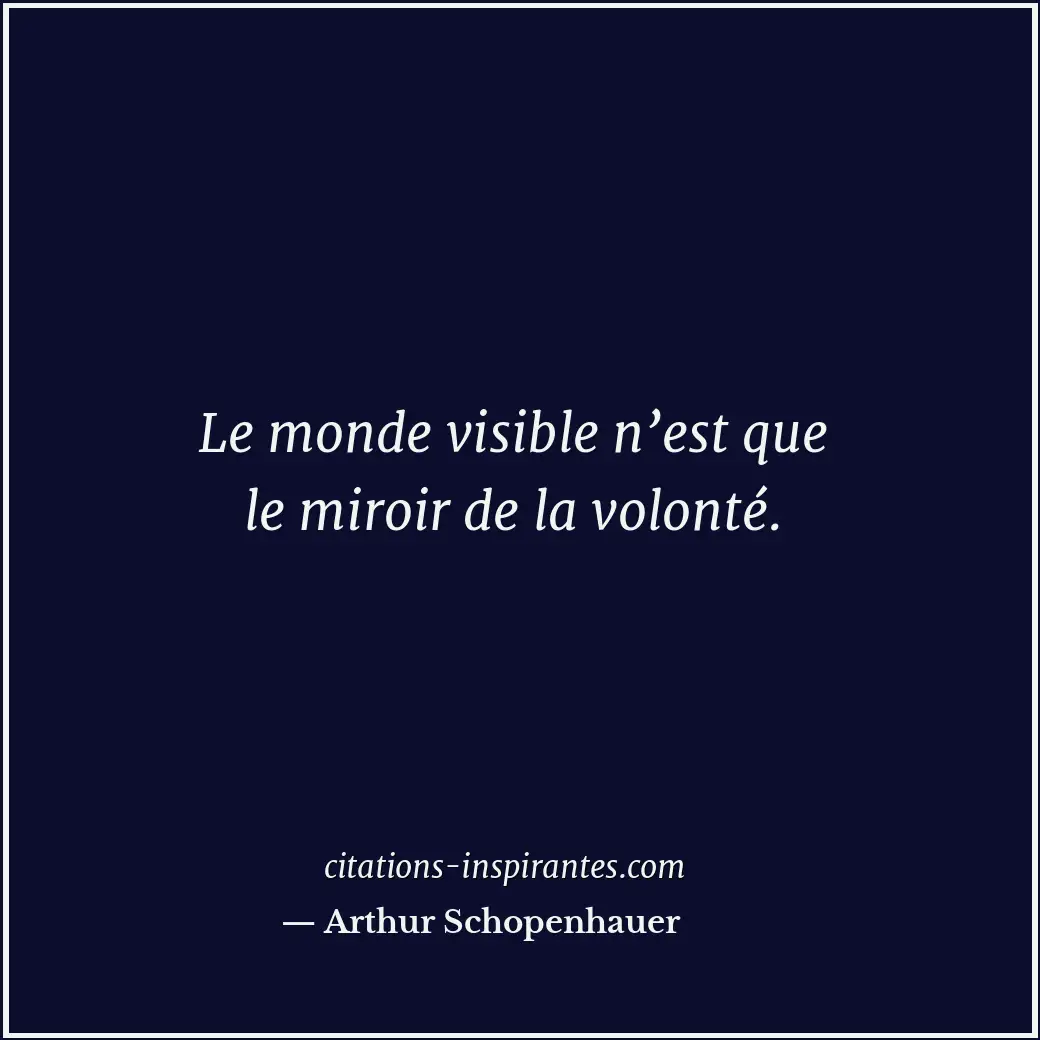 Le monde visible n’est que le miroir de la volonté. Citation de Arthur Schopenhauer