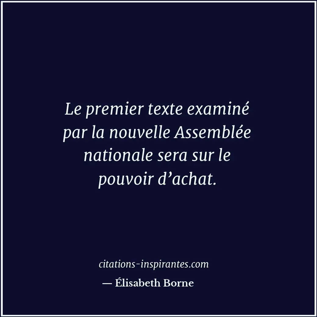 Le premier texte examiné par la nouvelle Assemblée nationale sera sur le pouvoir... Citation de Élisabeth Borne