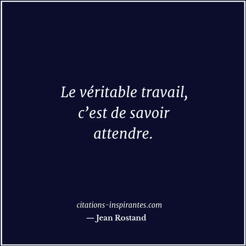 Le véritable travail, c’est de savoir attendre. Citation de Jean Rostand