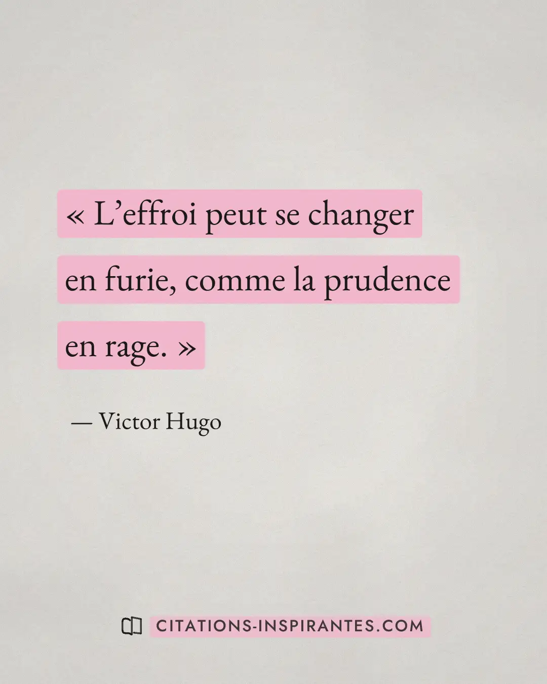 « L’effroi peut se changer en furie, comme la prudence en rage. » — Victor Hugo