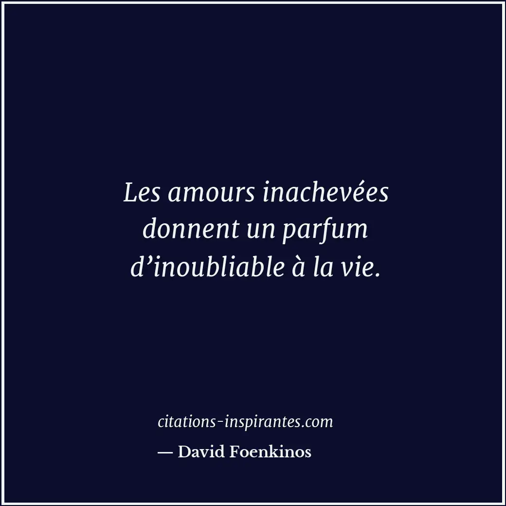 Les amours inachevées donnent un parfum d’inoubliable à la vie. Citation de David Foenkinos