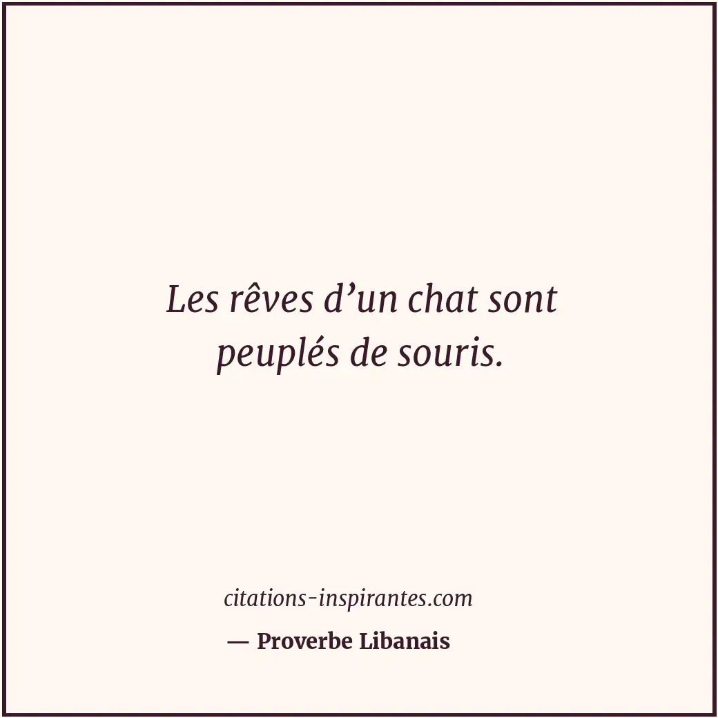 Les rêves d’un chat sont peuplés de souris. Citation de Proverbe Libanais