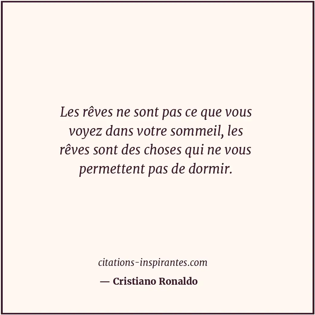 Les rêves ne sont pas ce que vous voyez dans votre sommeil, les rêves sont des c... Citation de Cristiano Ronaldo