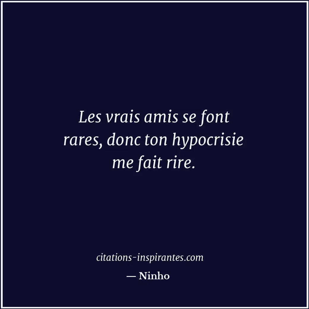 Les vrais amis se font rares, donc ton hypocrisie me fait rire. Citation de Ninho