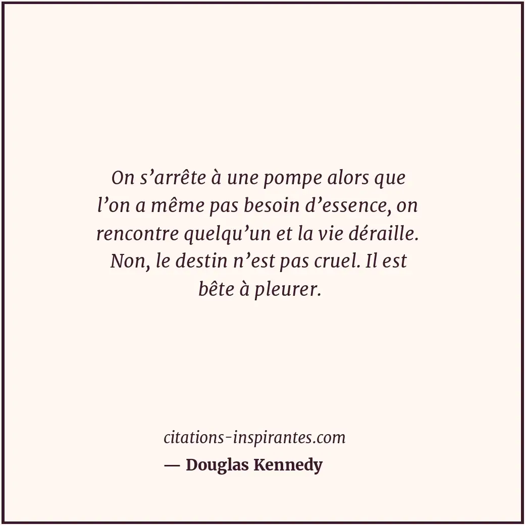 On s’arrête à une pompe alors que l’on a même pas besoin d’essence, on rencontre... Citation de Douglas Kennedy