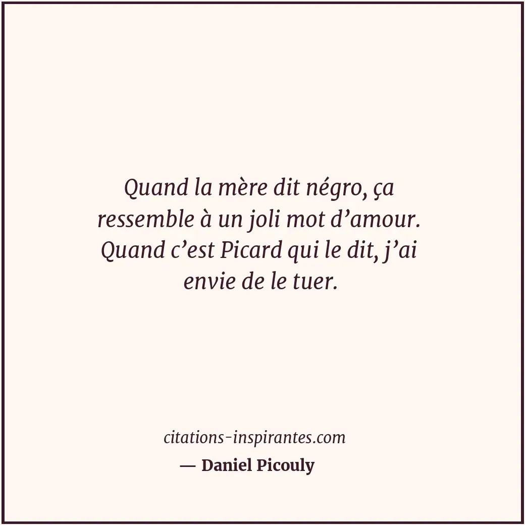 Quand la mère dit négro, ça ressemble à un joli mot d’amour. Quand c’est Picard... Citation de Daniel Picouly
