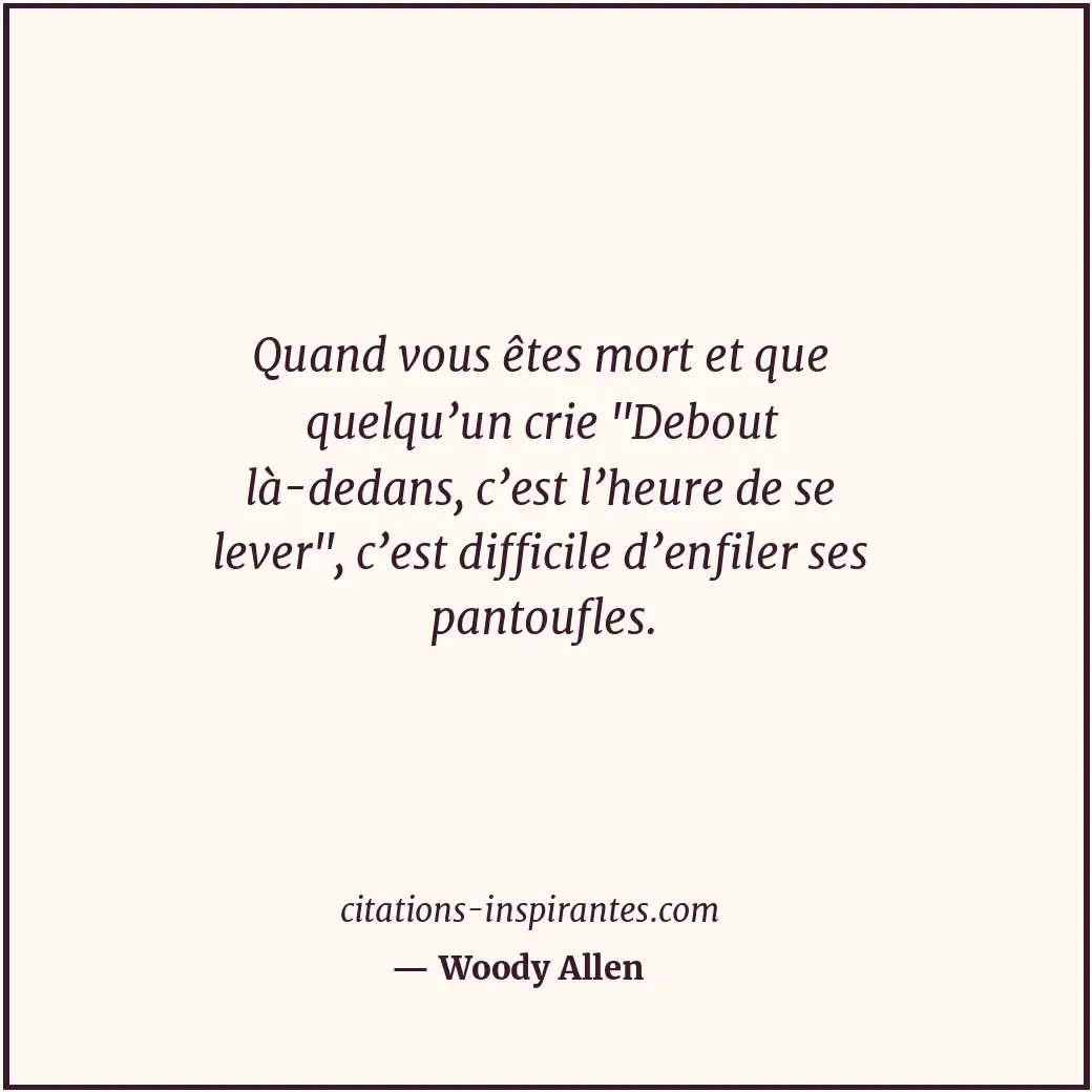 Quand vous êtes mort et que quelqu’un crie Citation de Woody Allen